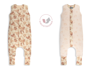 Dwustronny Śpiworek z Nóżkami S (1-2 lata) Vintage Animals Almond/Cream