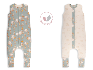 Dwustronny Śpiworek z Nóżkami S (1-2 lata) Vintage Animals Sky Blue/Cream