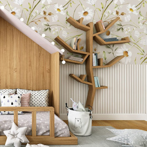 Tapeta do pokoju dziecka Rumianek Lamperia Paski Beżowe W155