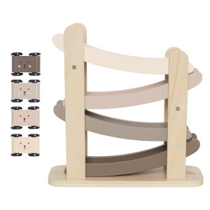 Drewniana zjeżdżalnia dla aut zabawka - naturalna