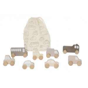 Drewniany zestaw pojazdów, naturalne - Jabadabado