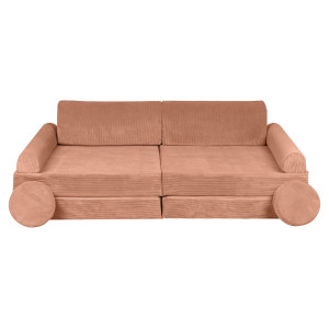 Sztruksowa sofa dziecięca Premium Ceglana