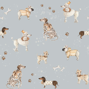 Tapeta do pokoju dziecka w pieski Dekorillo – I love dogs Błękitna