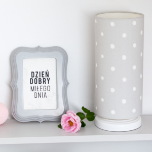 Lampka nocna do pokoju dziecka Szara w Kropki