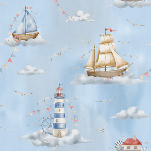 Tapeta do pokoju dziecka Lighthouse – blue