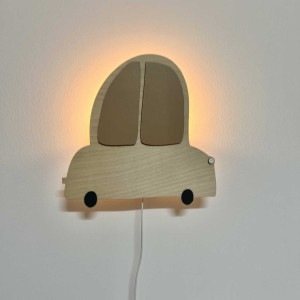 Drewniana lampka nocna "Retro Auto" – stylowa dekoracja do pokoju dziecka
