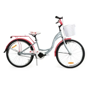 Rower dziecięcy Flowers 24" Szaro-Koralowy