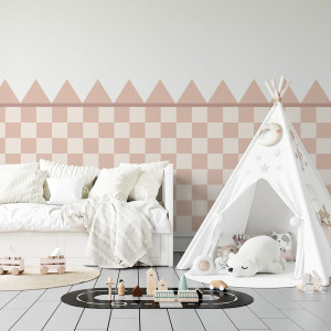 Naklejka do pokoju dziecka lamperia w kratkę – Happy Circus Róż