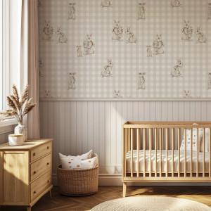 Tapeta do pokoju dziecka Royal Bunnies – kratka w kolorze "baby green"
