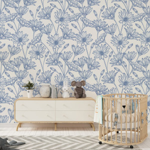 Tapeta do pokoju dziecka Daisies – blue