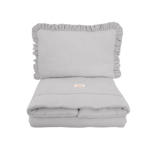 Pościel muślinowa z wypełnieniem falbanka Grey