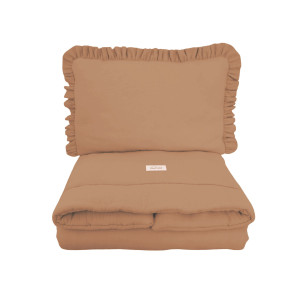 Pościel muślinowa z wypełnieniem falbanka Camel