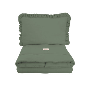 Pościel muślinowa z wypełnieniem falbanka Forest Green