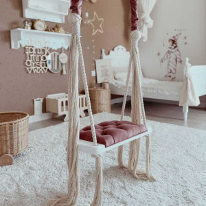 Drewniana pikowana huśtawka dla dzieci Vintage - kolory