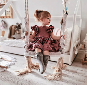 Drewniana pikowana huśtawka dla dzieci Vintage z Oparciem Glam - kolory