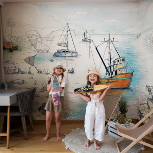 Tapeta dla dzieci Malumi BOATS - turquoise - tapeta przygodowa do pokoju chłopięcego