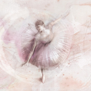 Tapeta dla dzieci Malumi BALLET - pink - abstrakcyjna tapeta dla nastolatki z baletnicą