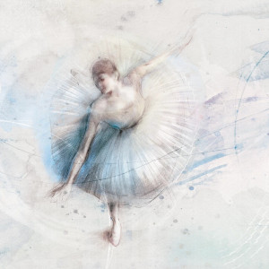 Tapeta dla dzieci Malumi BALLET - blue - abstrakcyjna tapeta dla nastolatki z baletnicą