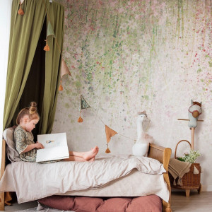 Tapeta dla dzieci Malumi DAISY UP - green - tapeta kwiatowa do pokoju nastolatki