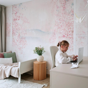 Tapeta dla dzieci Malumi SAKURA KIDS - white - tapeta w stylu japońskim do pokoju dziecięcego