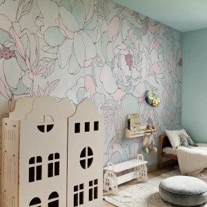 Tapeta dla dzieci Malumi PEONIES - bubblegum - tapeta kwiatowa do pokoju dziewczynki