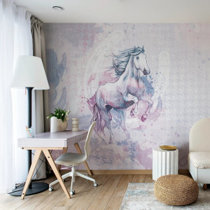 Tapeta dla dzieci Malumi GALOP - bubblegum - kolorowa tapeta do pokoju dziewczynki