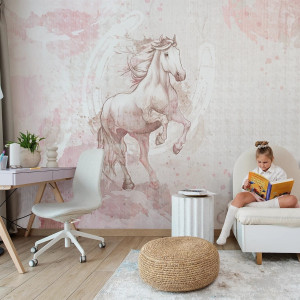 Tapeta dla dzieci Malumi GALOP - rose - tapeta do pokoju dziecka