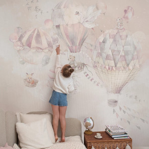 Tapeta dla dzieci Malumi BALLOONS - pink - tapeta do pokoju dziecięcego z kolorowymi balonami