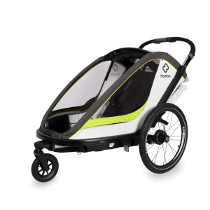 Hamax - Przyczepka rowerowa dla dzieci 2w1 BREEZE, 2 osobowa- WHITE/GREEN