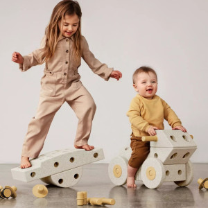 Kreatywne klocki rozwijające motorykę dużą - MODU Dreamer set Sand Grey / Honey Yellow