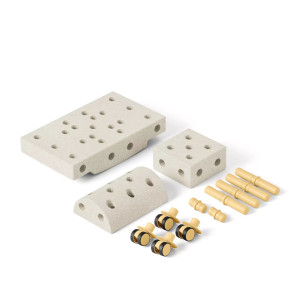 Kreatywne klocki rozwijające motorykę dużą - MODU Curiosity set Sand Grey / Honey Yellow