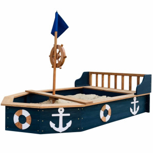 Drewniana Piaskownica Statek Piracki Doris ze Schowkiem + Pokrowiec 153 cm AXI