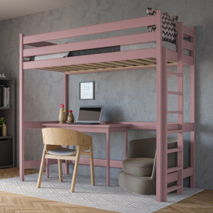 Łóżko Antresola 1 Osobowa SkyBed Plus - Różowe
