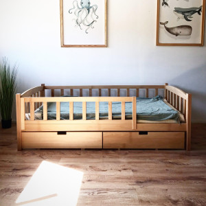 Drewniane Łóżko Pojedyncze Bukowe Basic do pokoju dziecka