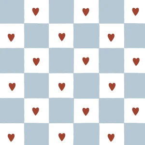 Tapeta do pokoju dla dziecka French hearts check