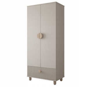 Szafa dwudrzwiowa LOFT z szufladą – Garderoba 186 cm - Kaszmir