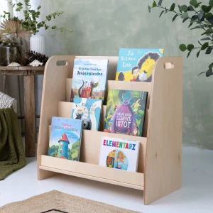 Drewniana biblioteczka montessori na książki Wysoka M