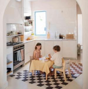 Dywan bawełniany Kitchen Tiles Dark Grey 90x130 cm