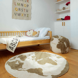 Dywan Bawełniany do pokoju dziecka RugCycled Mapa Świata 120 cm