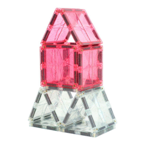 Cleverclixx - Klocki magnetyczne Glitter Tiles Pack Transparent / Pink - 16 el.
