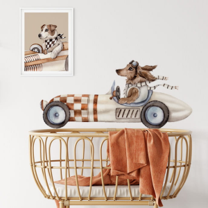 Naklejka ścienna do pokoju dziecka - Little Dogs Race – Jamnik