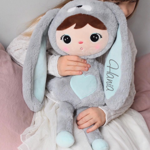 Lalka Metoo Szaro- miętowy Królik 50 cm - PERSONALIZACJA
