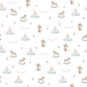 Tapeta do pokoju dziecka Zabawki - biała