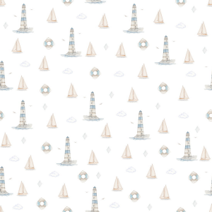 Tapeta do pokoju dziecka Morze - biała