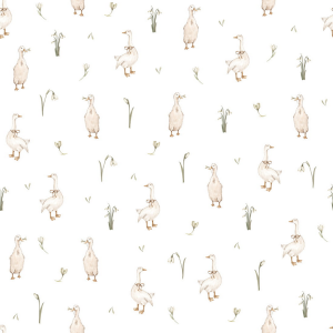 Tapeta do pokoju dziecka Małe gąski - biała