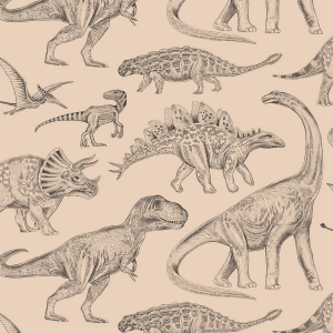 Tapeta do pokoju dziecka dinozaury - beżowa