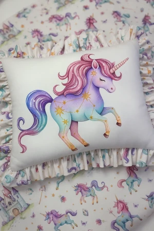 Poduszka Jednorożec dla dziewczynki – dekoracyjna z bawełny premium