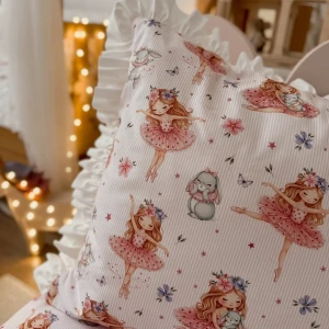 Pościel dziecięca z bawełny premium bez wypełnienia z falbankami Dancing Ballerinas - różne rozmiary