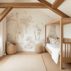 Tapeta do pokoju dziecka Safari Sepia
