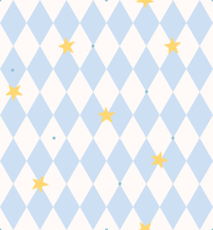 Tapeta do pokoju dziecięcego Romby i gwiazdki blue